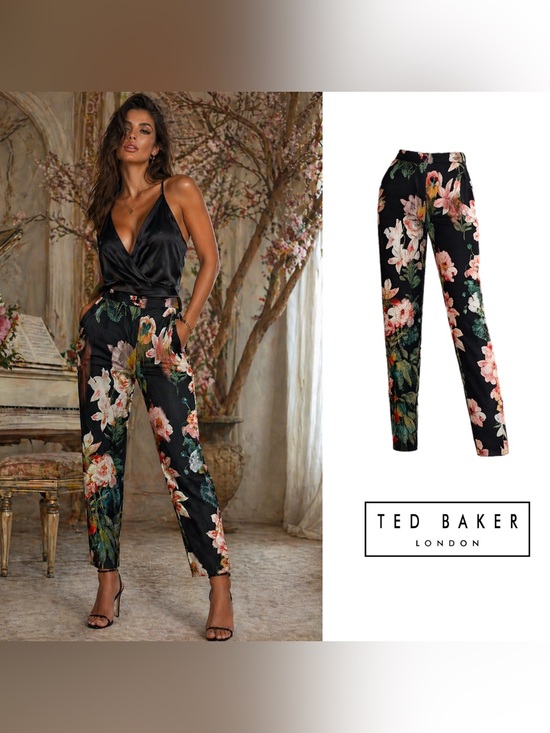 Ted Baker Pants - Ted Baker London Aasha Opulent Bloom floral satin trousers